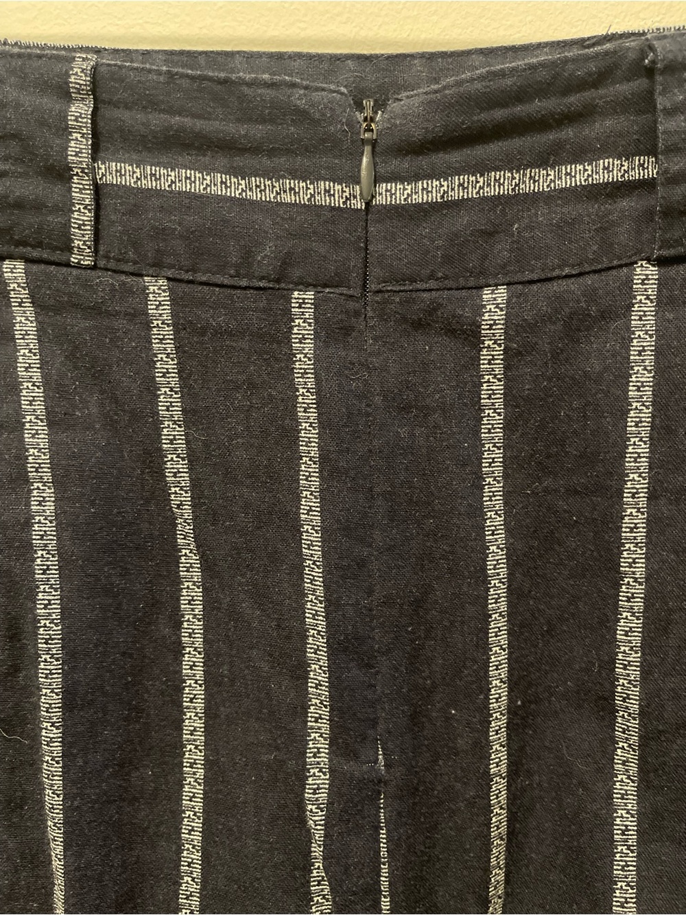 Paraphrase Navy and White Vertical-Stripe Tie-Waist A-Line Skirt - Picture 7 of 9